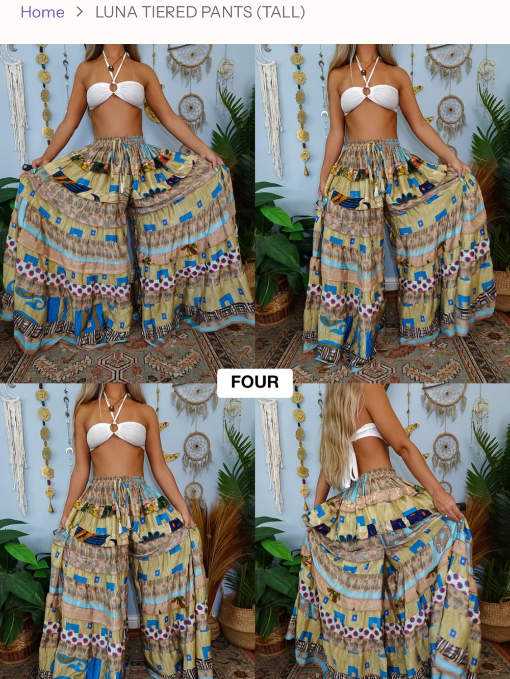 Luna Tiered Pants Tall Ordinary Selenophile in Multi Blue Festival Pants
